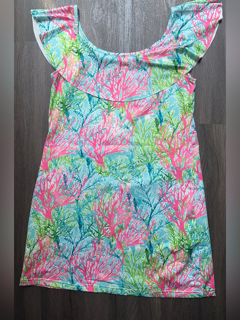 Alvin’s Island Coral Tropical Reef Print Resort Style Coverup / Dress Size L UPF